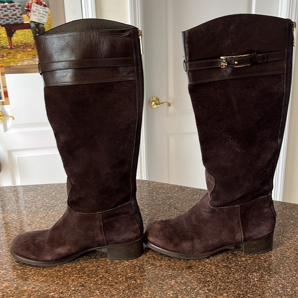 Tory Burch Shoes - TORY BURCH LADIES BROWN SUEDE KNEE HIGH RIDING BOOTS-9.5